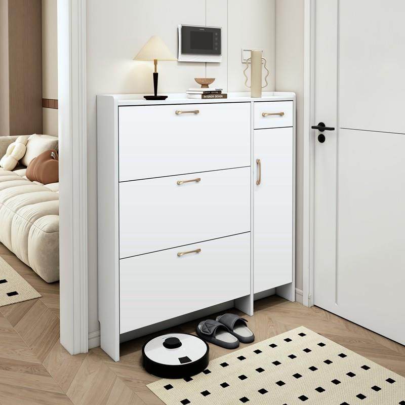 实木翻斗鞋柜家用门口大容量超薄带衣架简约现代白色多功能门厅柜,淘宝优惠券,粉丝福利购,淘宝优惠卷