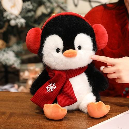 高颜值围巾企鹅公仔毛绒玩具雪人玩偶儿童睡觉抱枕布娃娃新年礼物 - 图0