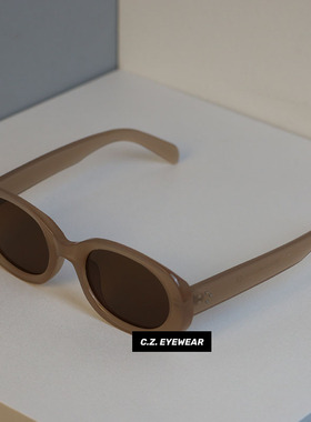 vintage法式复古椭圆框墨镜女级感橄榄绿黑色防晒造型太阳眼镜