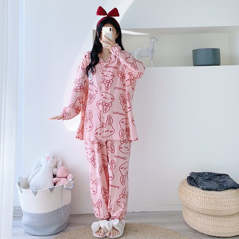 开衫纯棉情侣卡通睡衣男女大码长袖长裤套装胖mm200斤宽松家居服,淘宝优惠券,粉丝福利购,淘宝优惠卷