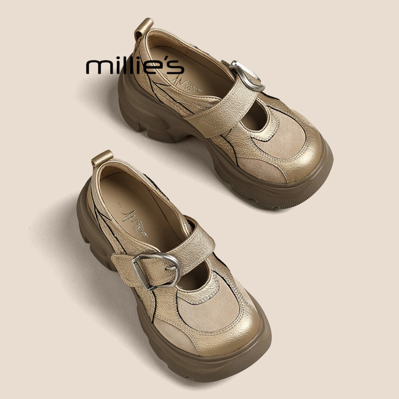MILLIE'S妙丽厚底玛丽珍鞋女2026春季魔术贴增高休闲百搭单鞋Q,淘宝优惠券,粉丝福利购,淘宝优惠卷