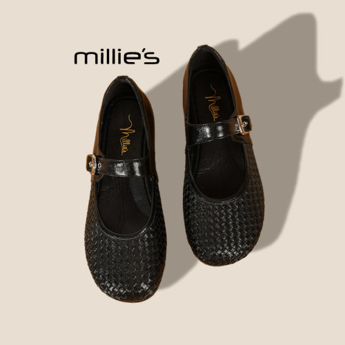 MILLIE'S/妙丽真皮浅口单鞋女2026夏季新款圆头绝美百搭小跟鞋 - 图2