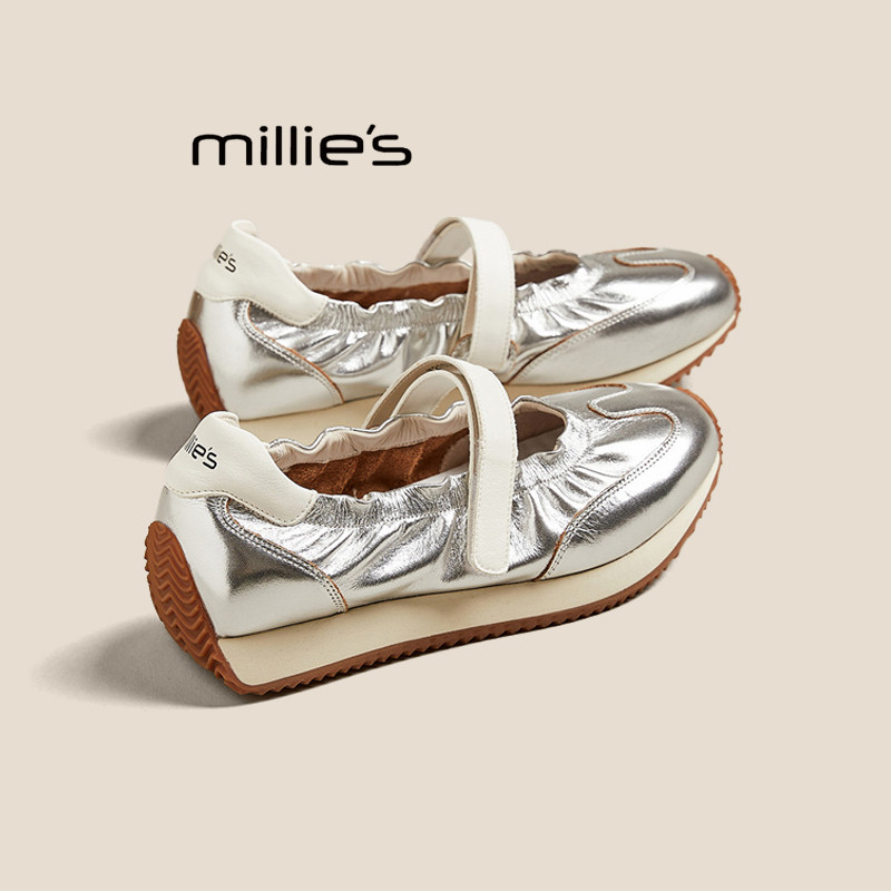 MILLIE'S/妙丽魔术贴芭蕾鞋女2025夏季新款复古配裙子德训休闲鞋,淘宝优惠券,粉丝福利购,淘宝优惠卷