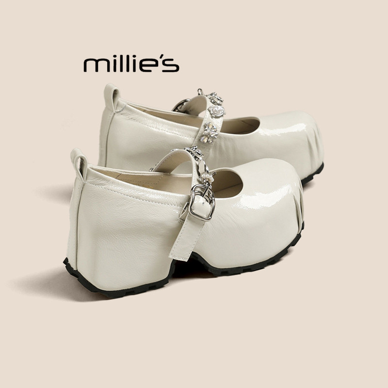 MILLIE'S/妙丽花朵金属玛丽珍鞋女2026春季款小众厚底高跟单鞋潮,淘宝优惠券,粉丝福利购,淘宝优惠卷