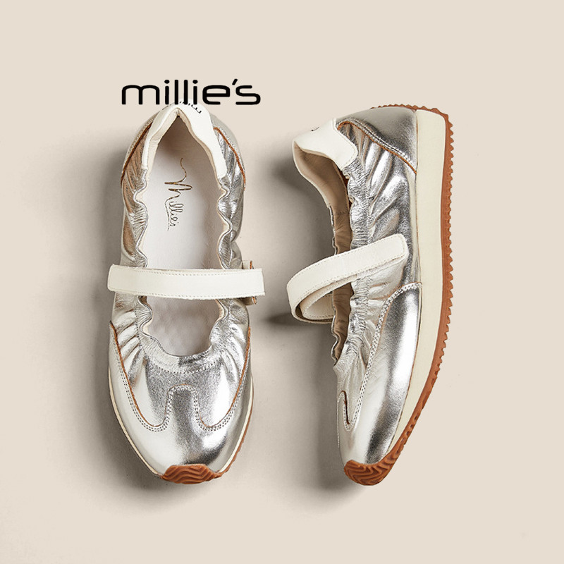 MILLIE'S/妙丽魔术贴芭蕾鞋女2025夏季新款复古配裙子德训休闲鞋,淘宝优惠券,粉丝福利购,淘宝优惠卷