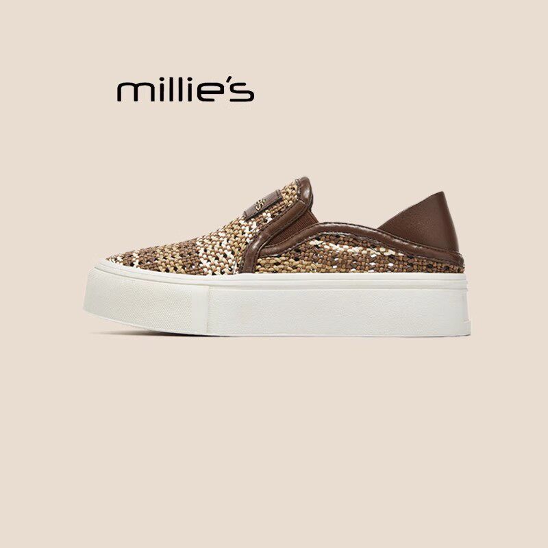 MILLIE'S/妙丽圆头平底一脚蹬网纱透气时尚休闲百搭款渔夫鞋女鞋,淘宝优惠券,粉丝福利购,淘宝优惠卷