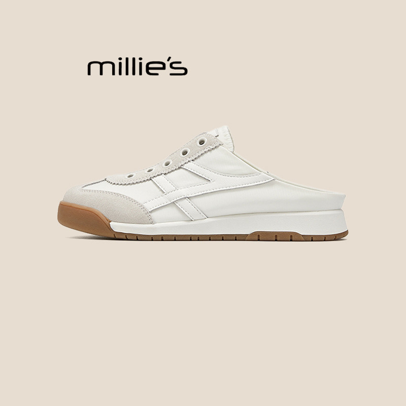 MILLIE'S/妙丽厚底2025德训鞋半拖鞋包头拖运动无后跟小白鞋女,淘宝优惠券,粉丝福利购,淘宝优惠卷