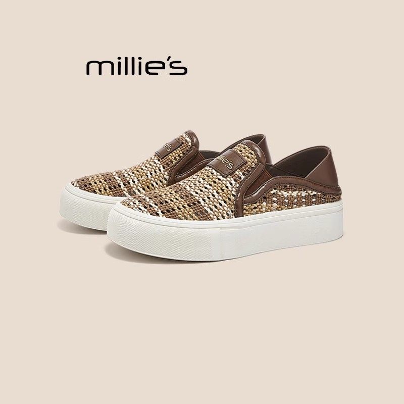 MILLIE'S/妙丽圆头平底一脚蹬网纱透气时尚休闲百搭款渔夫鞋女鞋,淘宝优惠券,粉丝福利购,淘宝优惠卷