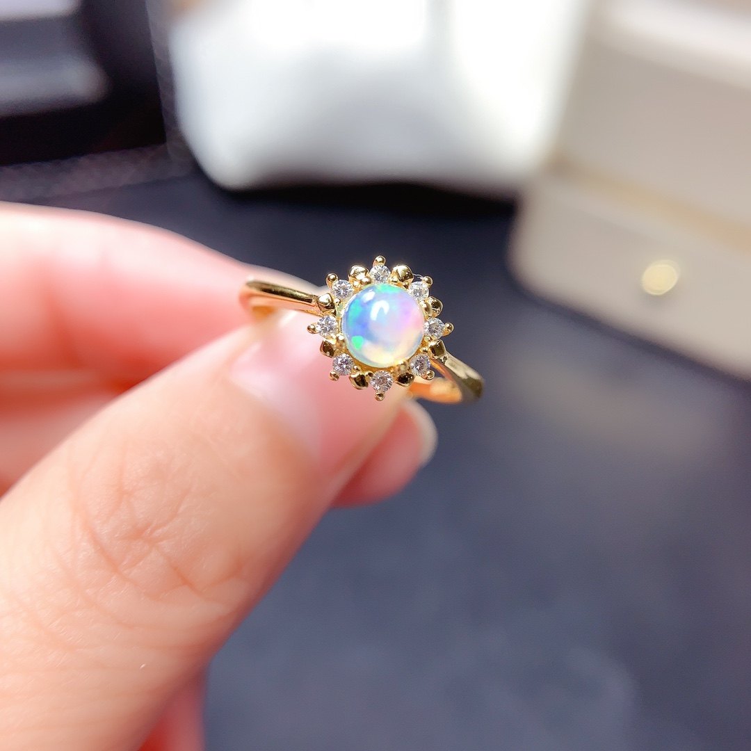 【中国地质大学】天然欧泊戒指吊坠耳钉套装颜色好S925银5*5mm,淘宝优惠券,粉丝福利购,淘宝优惠卷