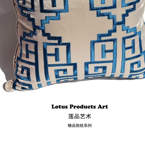 优选丝绣新中式客厅沙发抱枕中式回纹床头靠枕绸缎汽车腰靠垫套不 - 图1