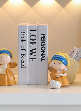 优选创意高档珍珠女孩笔筒书挡摆件家居书桌面收纳装饰品女生生日