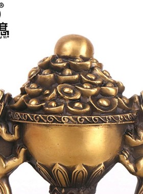 优选妙如意 铜四象聚宝盆摆件铜象大象吉象貔貅聚宝盆象工艺品