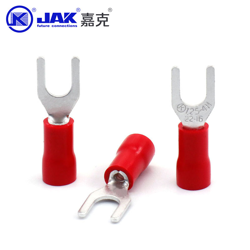 SV1.25-4M叉形端子开口鼻线耳端头 紫铜冷压接线端子U型Y形绝缘端 - 图0