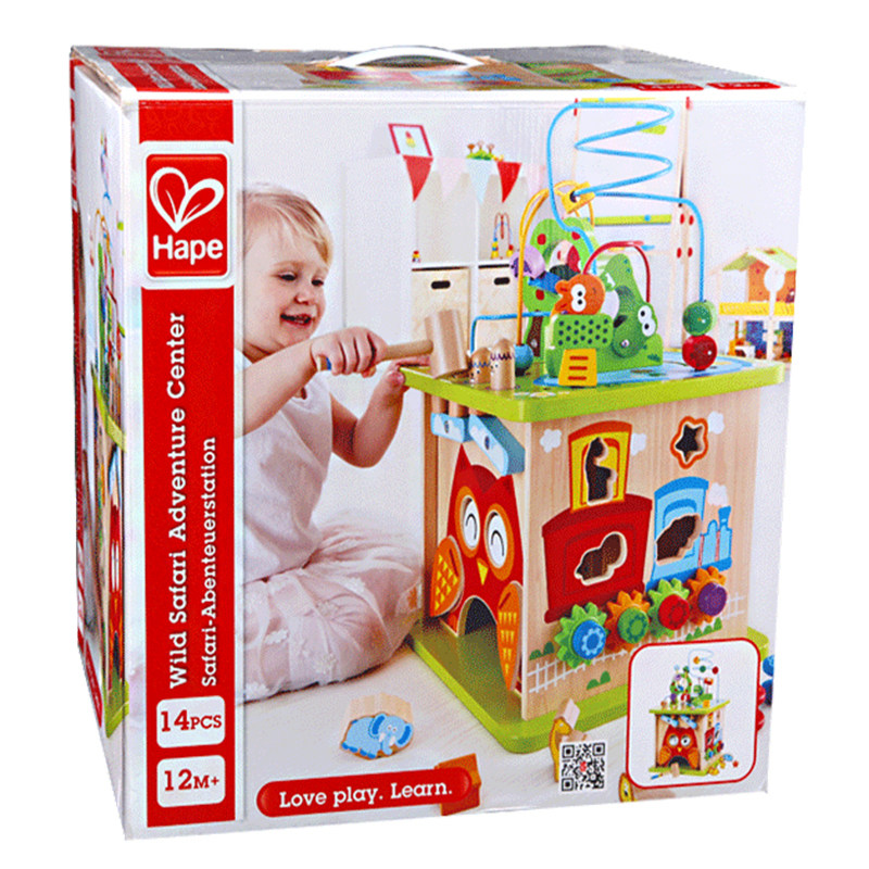 Hape开心农场游戏盒森林动物绕珠六面体婴儿串珠玩具儿童节礼物,淘宝优惠券,粉丝福利购,淘宝优惠卷