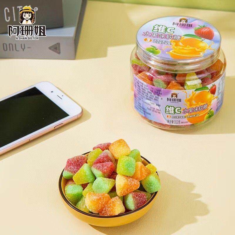 新货维C果汁软糖QQ软糖橡皮糖罐装糖果312g水果味儿童怀旧休 - 图2