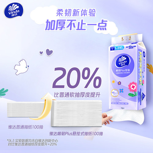 维达棉韧悬挂抽纸整箱6提1440抽家用纸巾实惠装餐巾纸厕所卫生纸 - 图0
