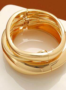 Women Bracelet欧美简约气质手环轻奢小众冷淡风手饰亮面开口手镯