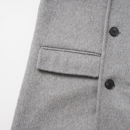 R-HER【围领毛呢】围巾羊毛骆驼绒气质双排扣设计大衣RC25101413 - 图1