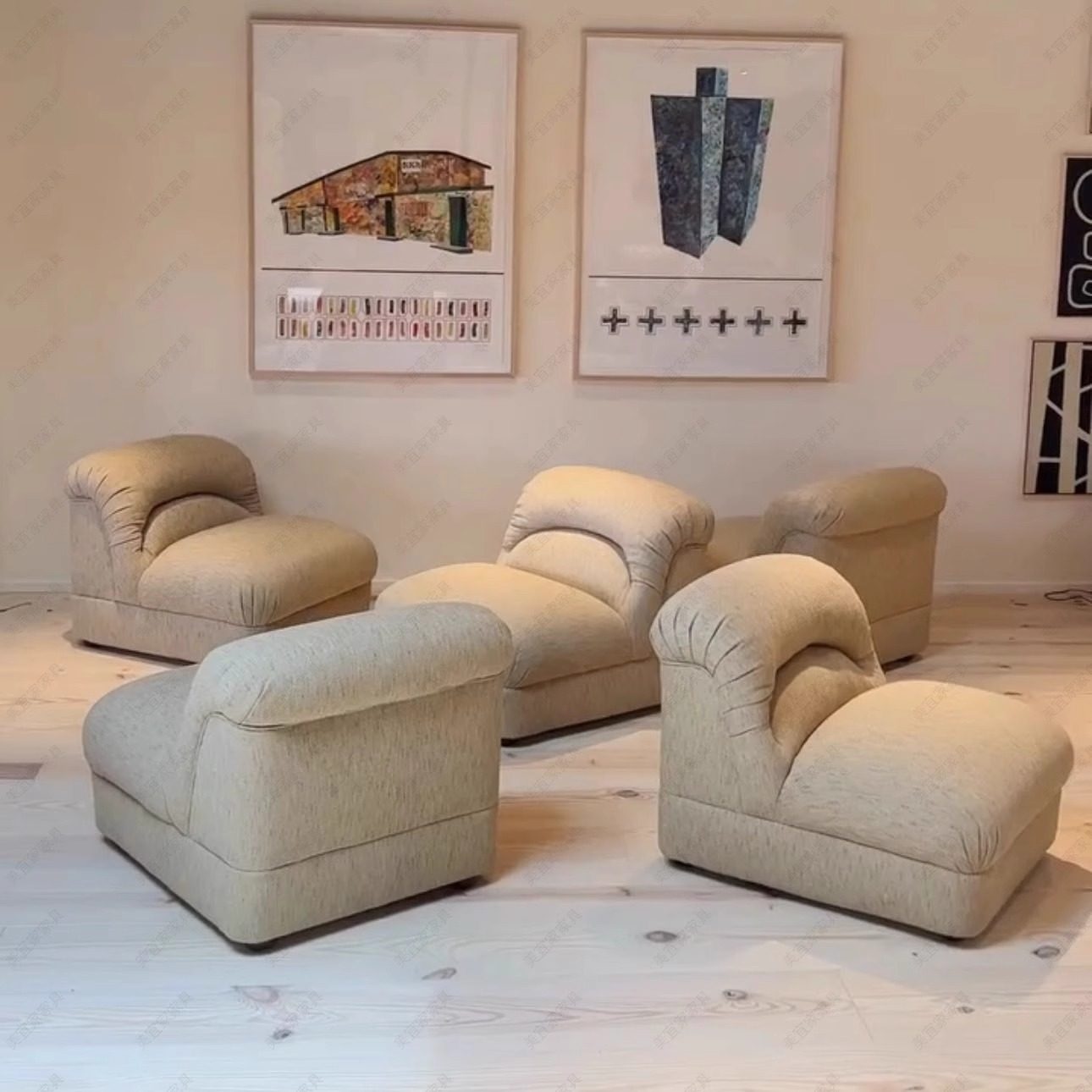 奶油风设计师褶皱单人布艺沙发诧寂风大小户型客厅沙发椅客厅组合,淘宝优惠券,粉丝福利购,淘宝优惠卷