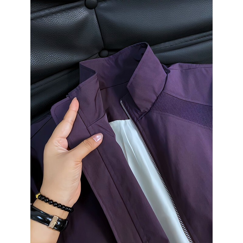Purple American bomber flight jacket men's spring and autumn short baseball uniform high-end trendy brand cleanfit jacket