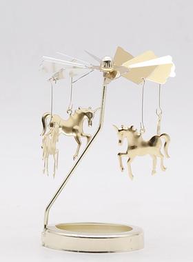 北欧轻奢创意礼品浮雕玻璃香氛走煤油灯烛台配件热旋转烛台转运风