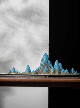 58C1新中式禅意大号陶瓷假山摆件家居客厅玄关电视柜枯山水鱼缸造