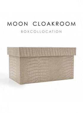 MOON慕空间样板房仿鳄鱼皮收纳盒衣帽间装饰品收纳箱盒子软装摆件