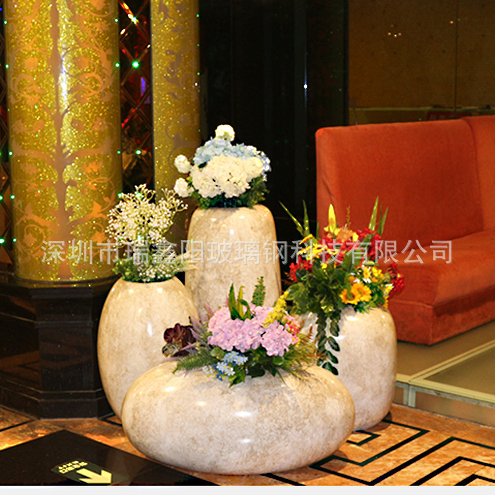 玻璃钢落地花瓶 现代简约玻璃钢花盆 圆形玻璃钢纤维 白色花盆,淘宝优惠券,粉丝福利购,淘宝优惠卷