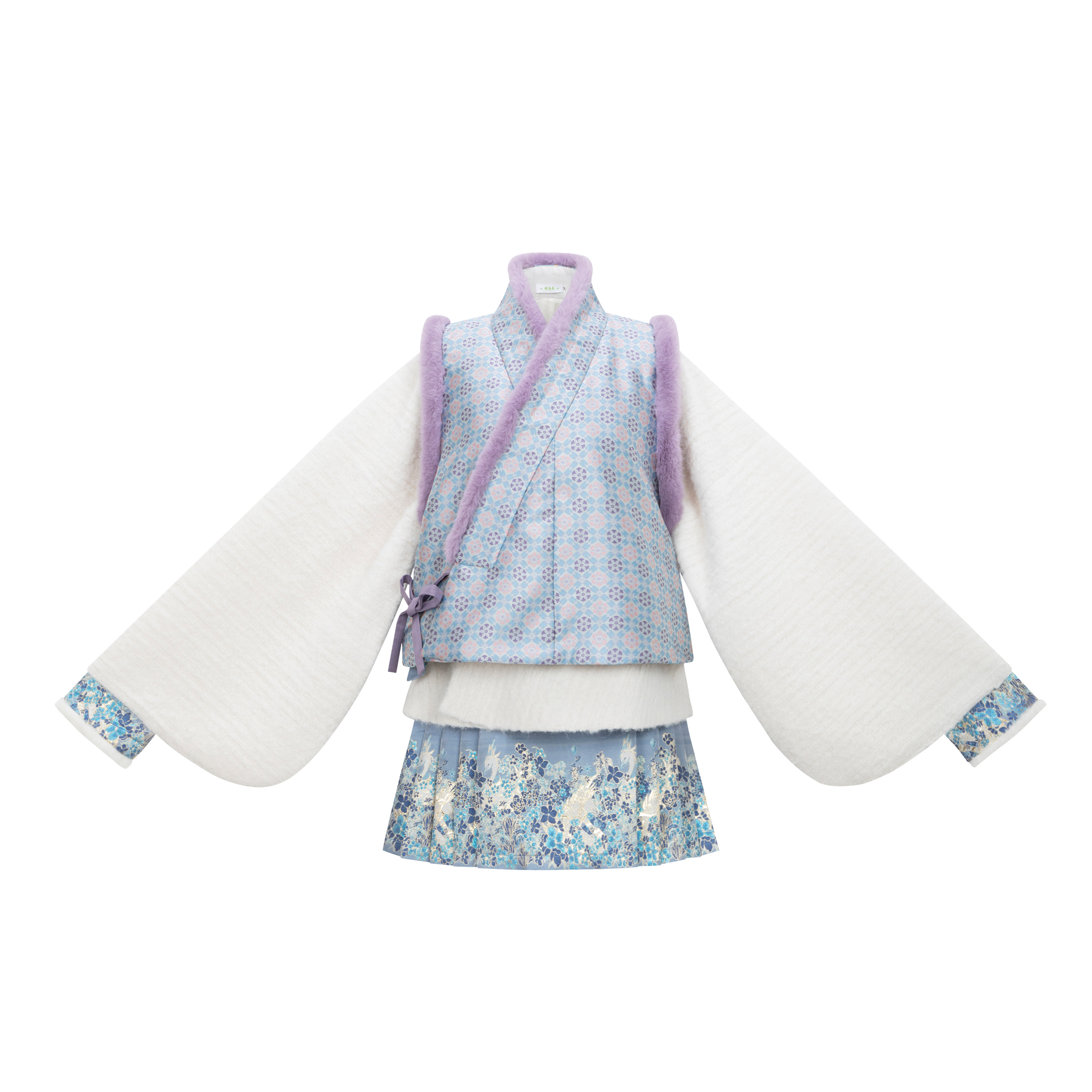 醒春集【雪野月光】明制汉服交领比甲交领袄加绒定织妆花蓝色日常,淘宝优惠券,粉丝福利购,淘宝优惠卷