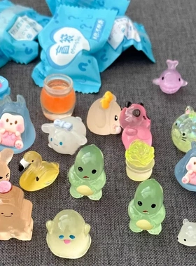 卡通夜光盲袋可爱迷你动物摆件