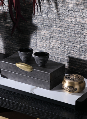 新中式铁艺托盘样板房间收纳盘酒店会所软装饰品摆件客厅茶几饰品