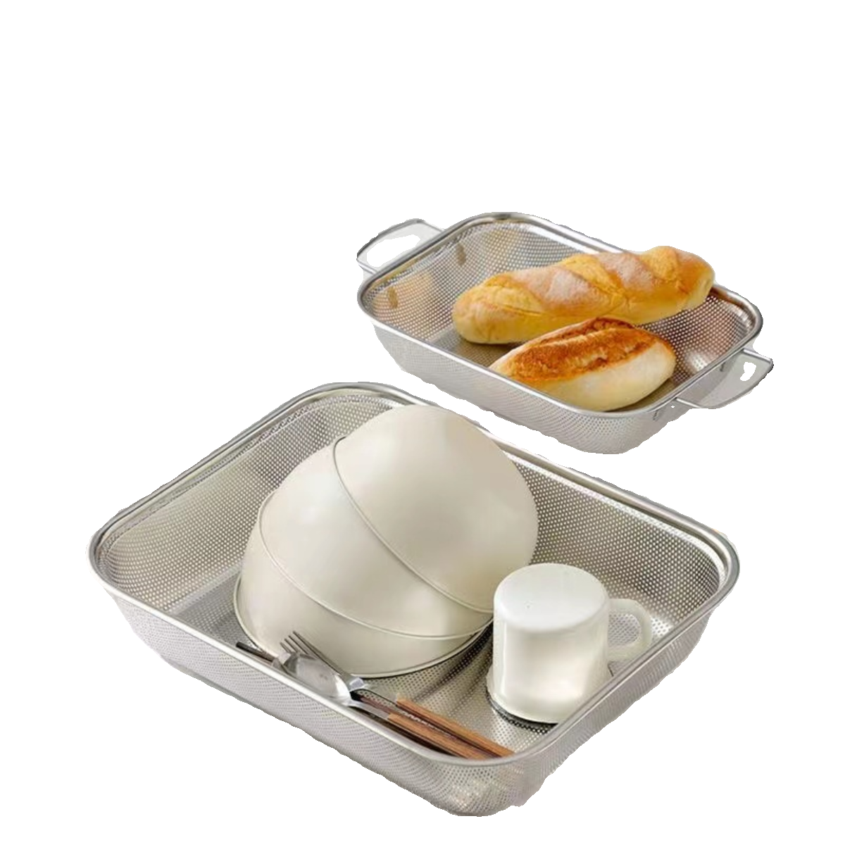 不锈钢水果蔬菜沥水篮大号方形托盘篮子滤网篮厨房菜框子水槽网框,淘宝优惠券,粉丝福利购,淘宝优惠卷