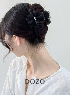 DOZO抓夹桑蚕丝轻奢风欧根纱花朵