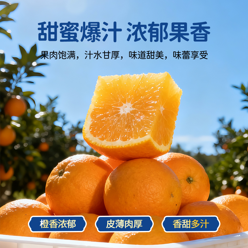 橙先森赣南脐橙赣州现摘发货赣州橙鲜橙赣南新鲜橙子10斤装