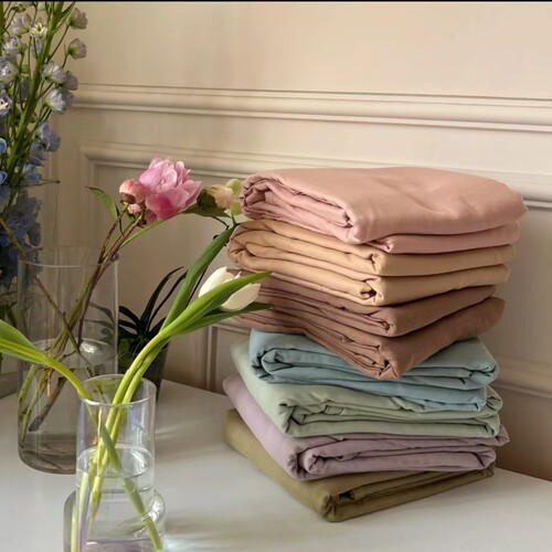 全棉双层纱床单床笠单品A类母婴级纯色莫兰迪色学生宿舍单 人双人 - 图0