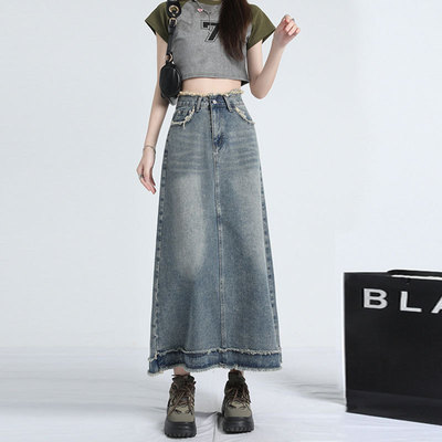 【牛仔系列】韩系时尚牛仔背小众显瘦半身裙高腰牛仔裤阔腿裤xw