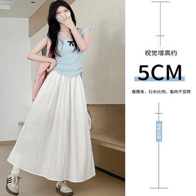 山本半身裙2025夏季薄款高腰宽松小个子显瘦百搭A字褶皱伞裙