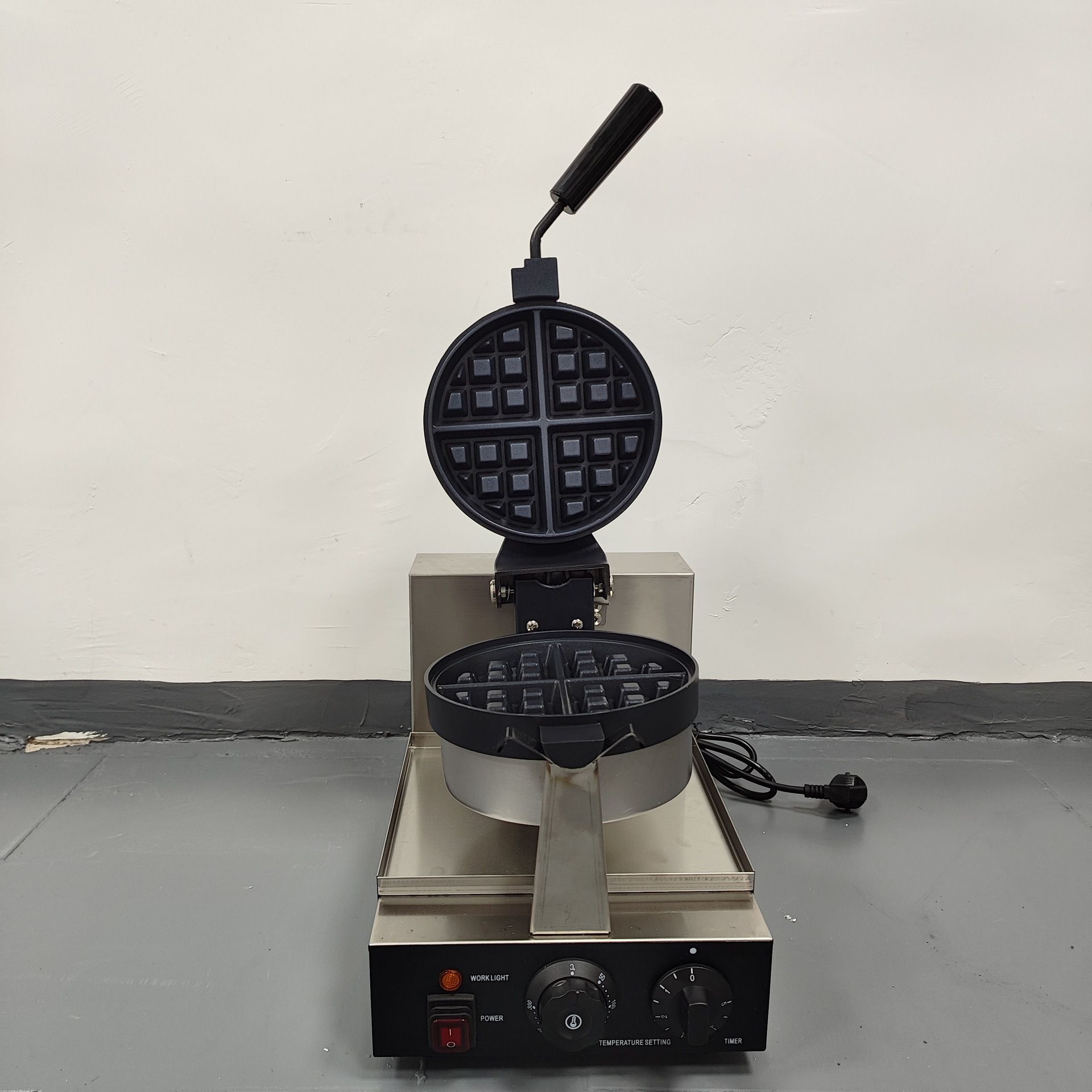 Commercial Round Electric Waffle Oven Up and Down Flip Single Head Waffle Maker Global Plug Baking Breakfast Waffle Maker