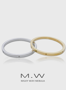 MW18K白金戒指素圈男女对戒轻奢