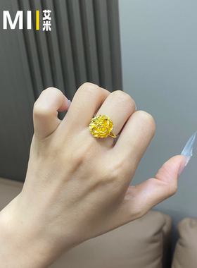 牡丹花富贵花开活口戒指
