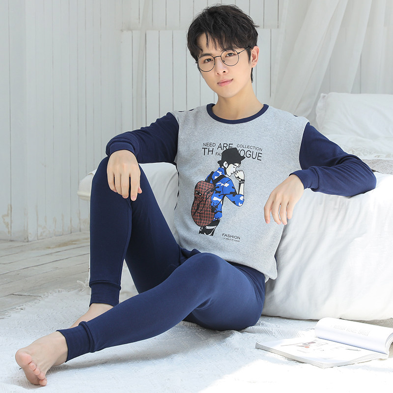 青少年套装男青年纯棉保暖初秋衣 春里春外保暖套装