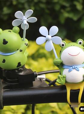 可爱青蛙风车竹蜻蜓公路自行车小配件电动车装饰摩托山地单车玩偶