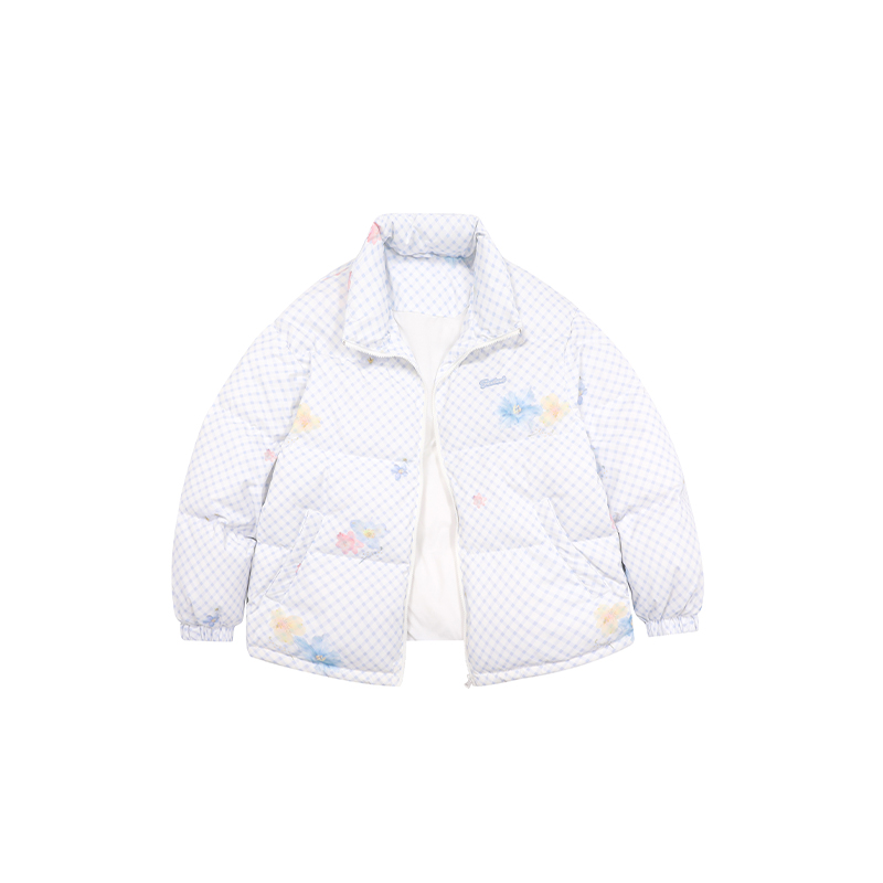 【羽绒系列】F426奥莱店国潮牌春季新款学院风雪国格子花卉羽绒服 - 图3