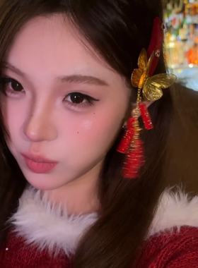 汉服中国风鞭炮流苏蝴蝶BB夹