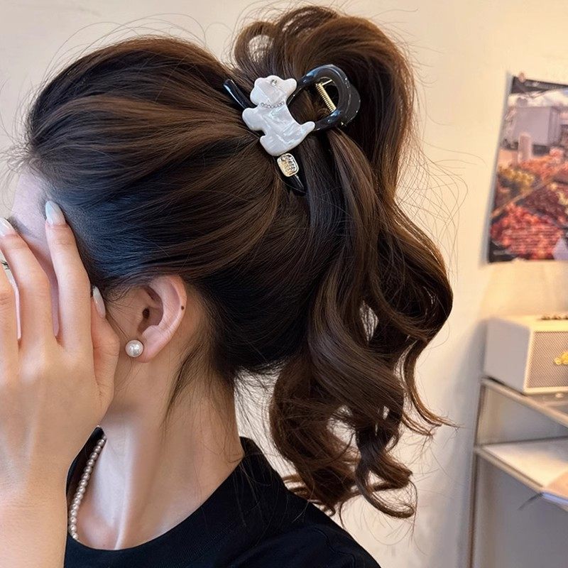气质醋酸小狗发夹女后脑勺可爱发抓夹2025新款高级感优雅鲨鱼夹子,淘宝优惠券,粉丝福利购,淘宝优惠卷