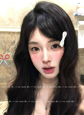 鞠婧祎同款黑白波点蝴蝶结发夹