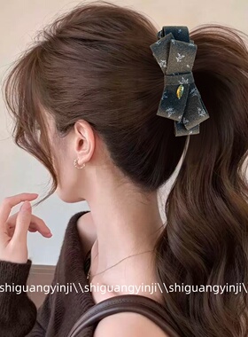 法式复古蝴蝶结高马尾香蕉夹