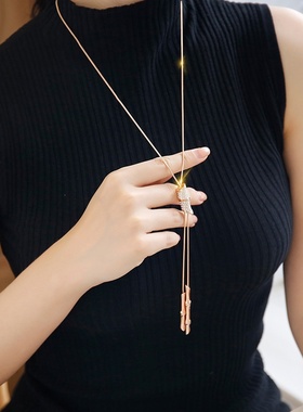 韩版百搭青竹长款毛衣链女