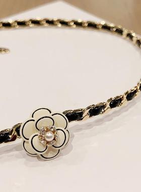 山茶花项链女法式轻奢高级感编织小香颈链百搭赫本风小众设计项圈