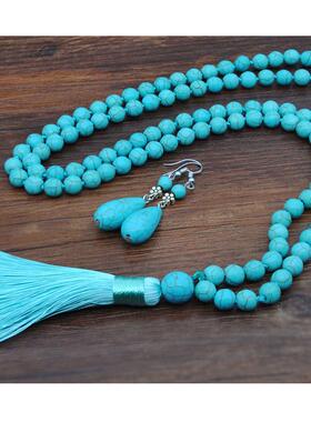 欧美个性女网红简约气质百搭锁骨项链短款脖子颈链绿松石饰品套装